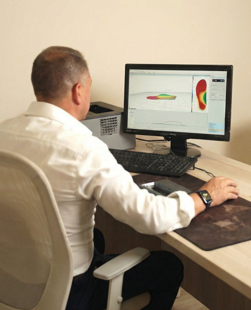 podologist molding an insole in his podology center in spain