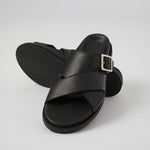 Black Llafranc leather sandal sole and strap detail