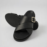 Black Llafranc leather sandal sole and strap detail