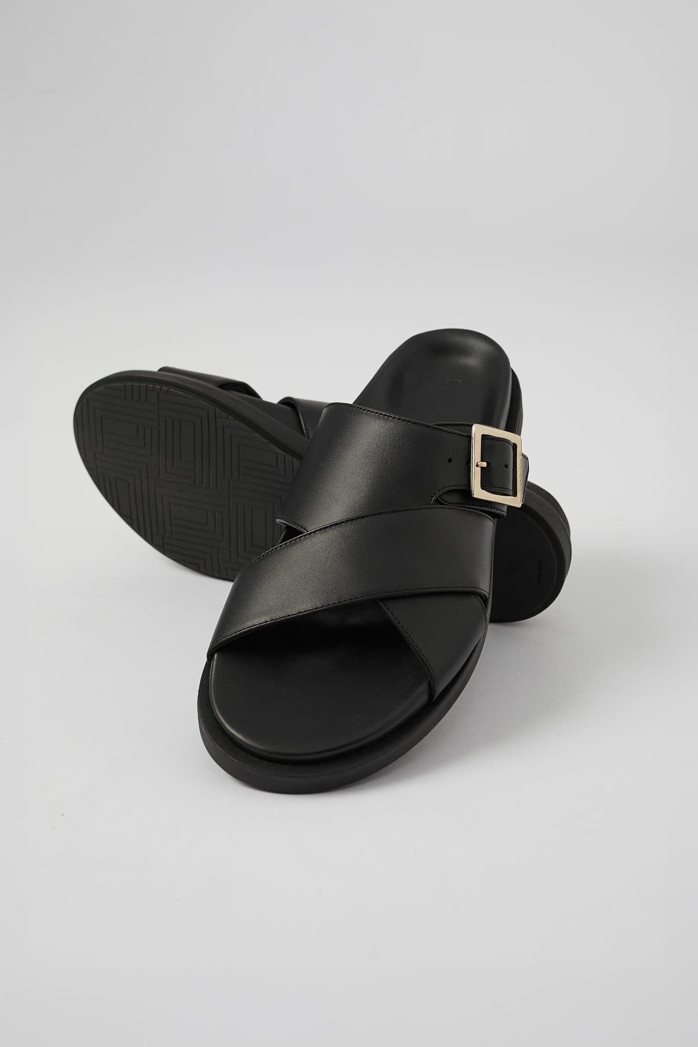 Black Llafranc leather sandal sole and strap detail