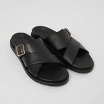 Black Llafranc handcrafted leather sandals with ergonomic support