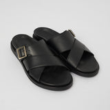 Black Llafranc handcrafted leather sandals with ergonomic support