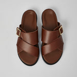 Brown Llafranc leather sandals for men with personalized insoles