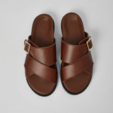 Brown Llafranc leather sandals for men with personalized insoles