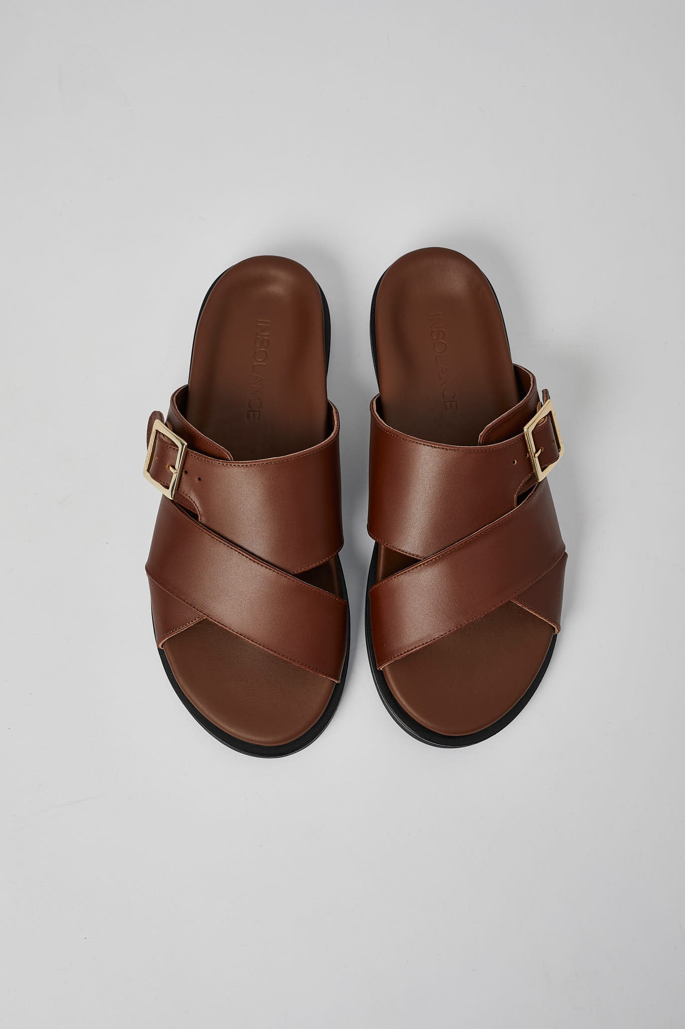 Brown Llafranc leather sandals for men with personalized insoles
