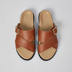 Tan Llafranc leather sandals for men with custom insoles