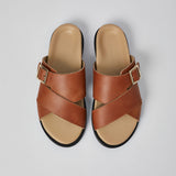 Tan Llafranc leather sandals for men with custom insoles