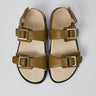 Olive Barna leather sandals with gold buckles and personalized insoles