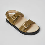 Olive Barna leather sandal profile with integrated personalized insole