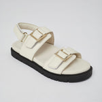 White Barna leather sandal profile with black sole