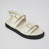 White Barna leather sandal profile with black sole