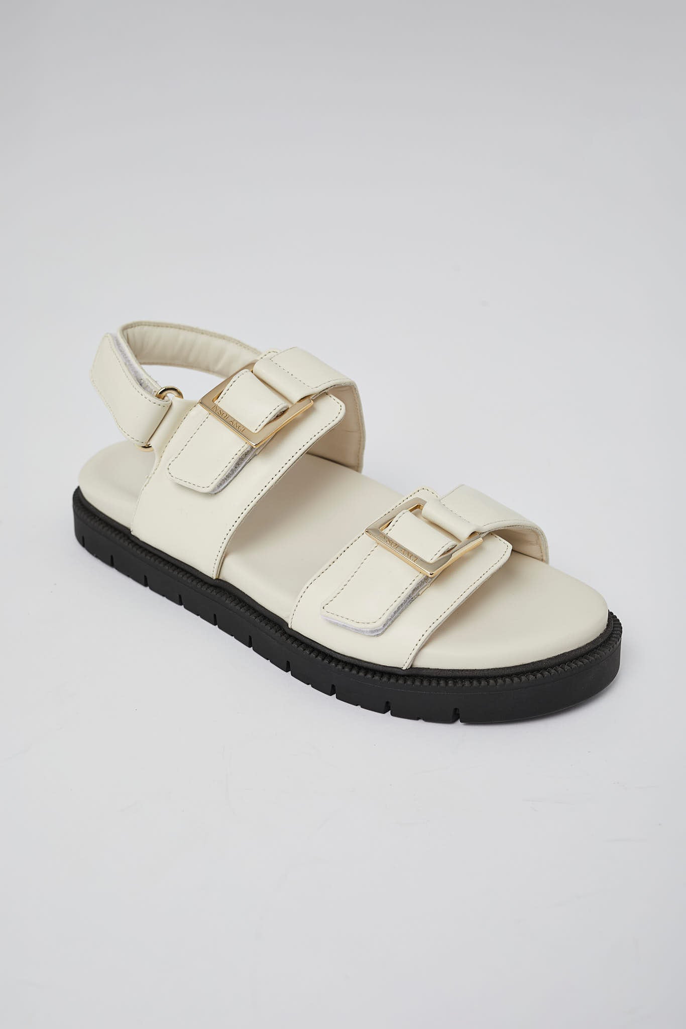 White Barna leather sandal profile with black sole